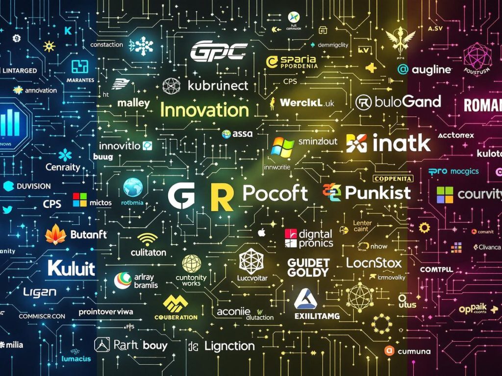 Logo-uri companii tehnologice globale prezente în România.