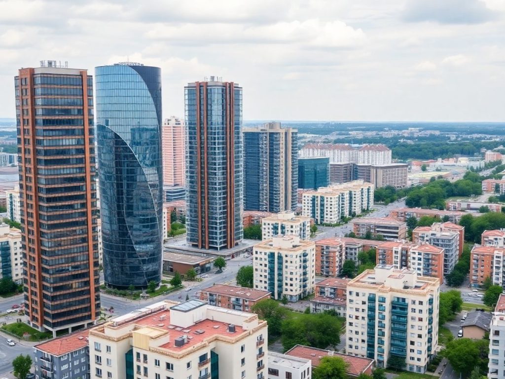 Clădiri moderne în București, România.